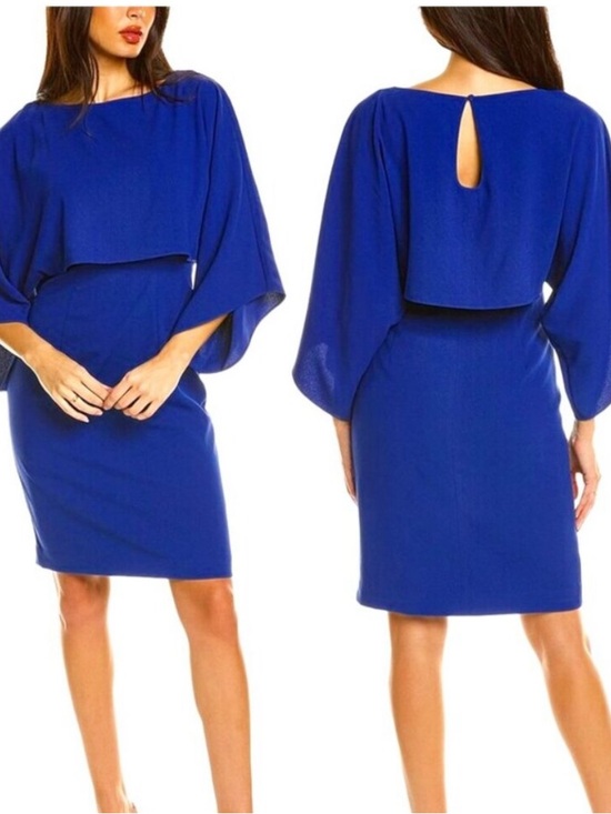 Trina Turk Dresses & Skirts - Trina Turk Royal Blue Cape-Sleeve Sheath Dress